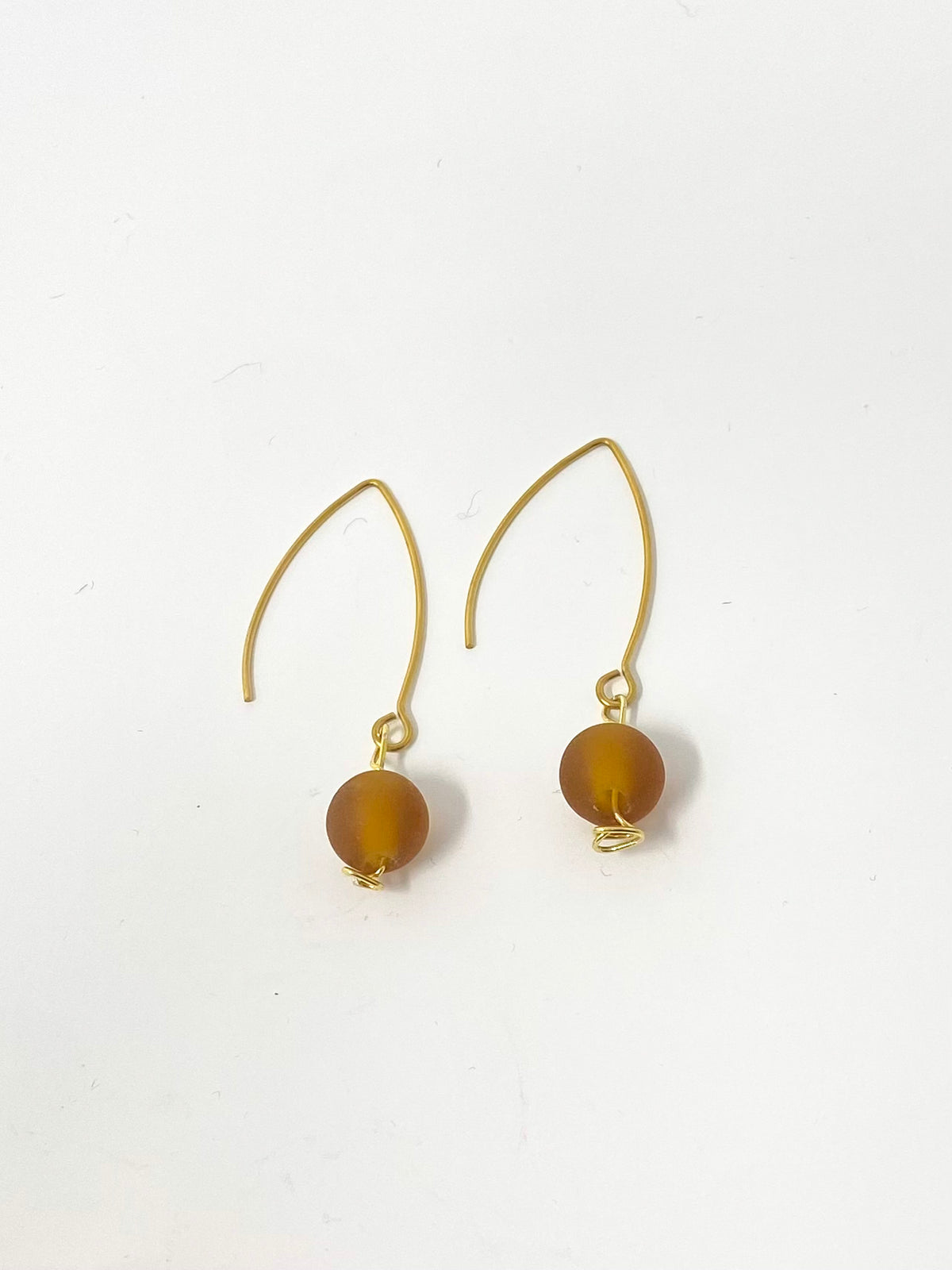 Amber Hues Dangle Earrings, Recycled Ghana Glass