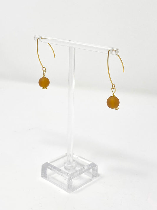Amber Hues Dangle Earrings, Recycled Ghana Glass