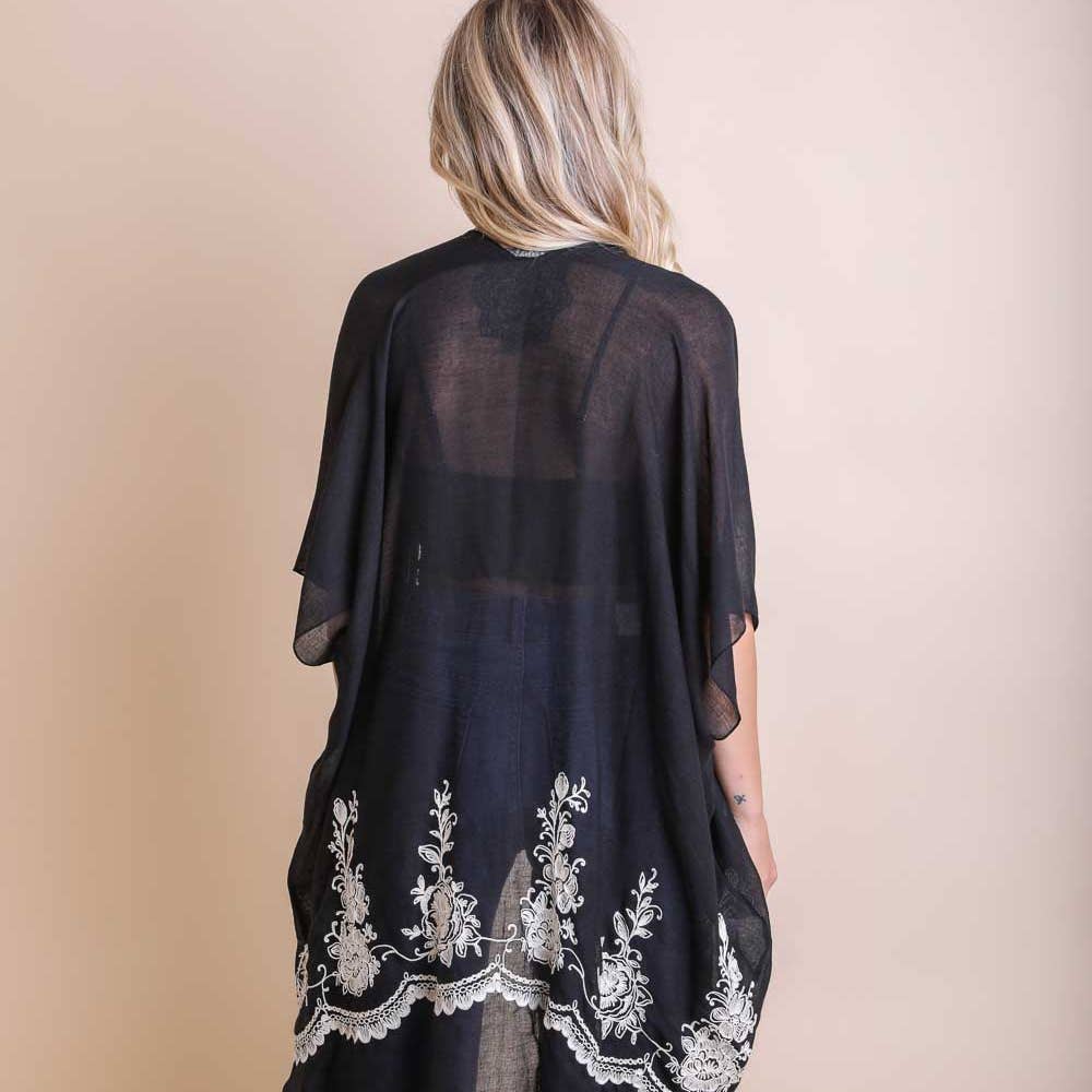 Floral Embroidered Stitch Kimono