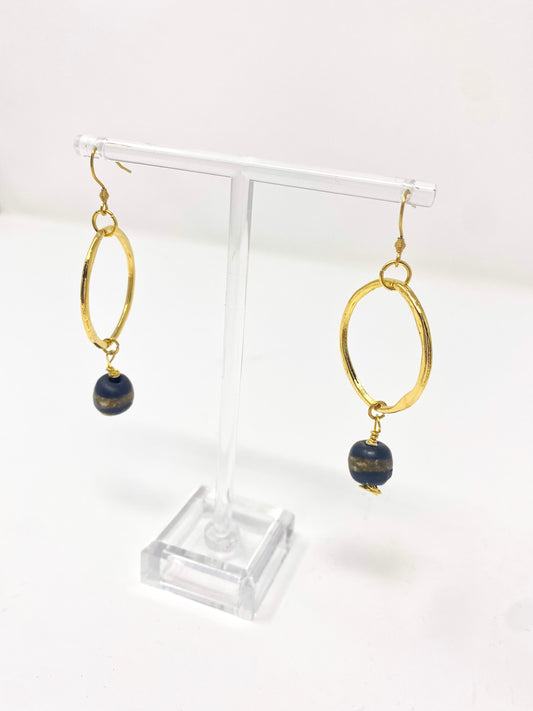 "Best Seller" Black Beaded Hoop Earrings