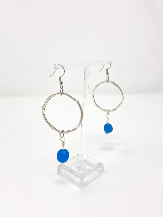 BLUtiful Glass Bead Hoop Earrings
