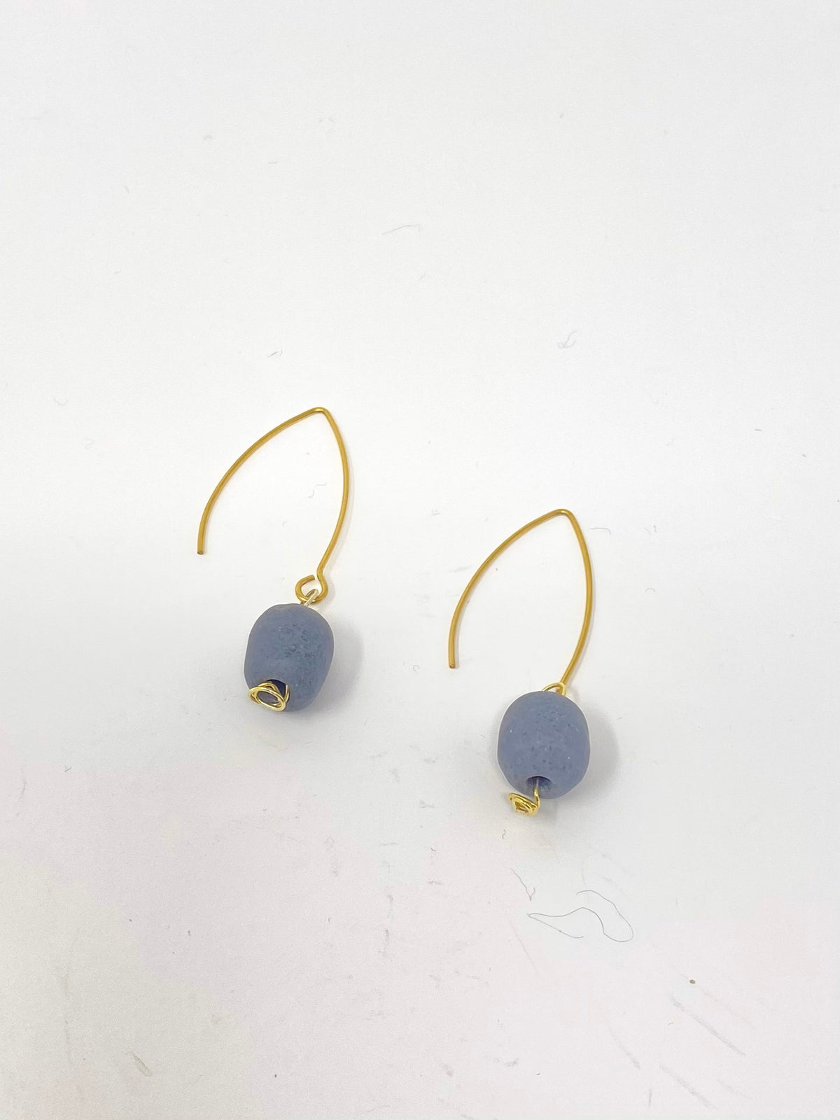 Feeling Grey Dangle Earrings, Recycled Ghana Glass