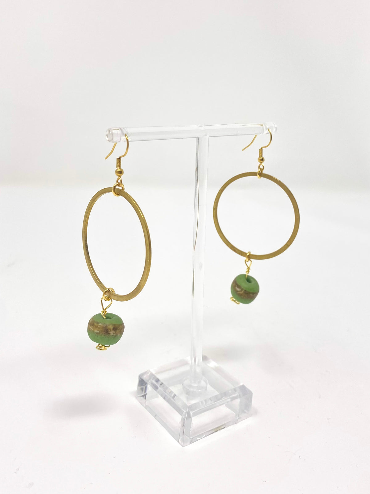 Go Green Bead Hoop Earrings