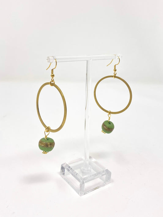 Go Green Bead Hoop Earrings
