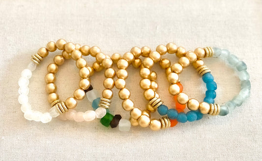 Recycled Krobo Glass & Wood Beaded Bracelets