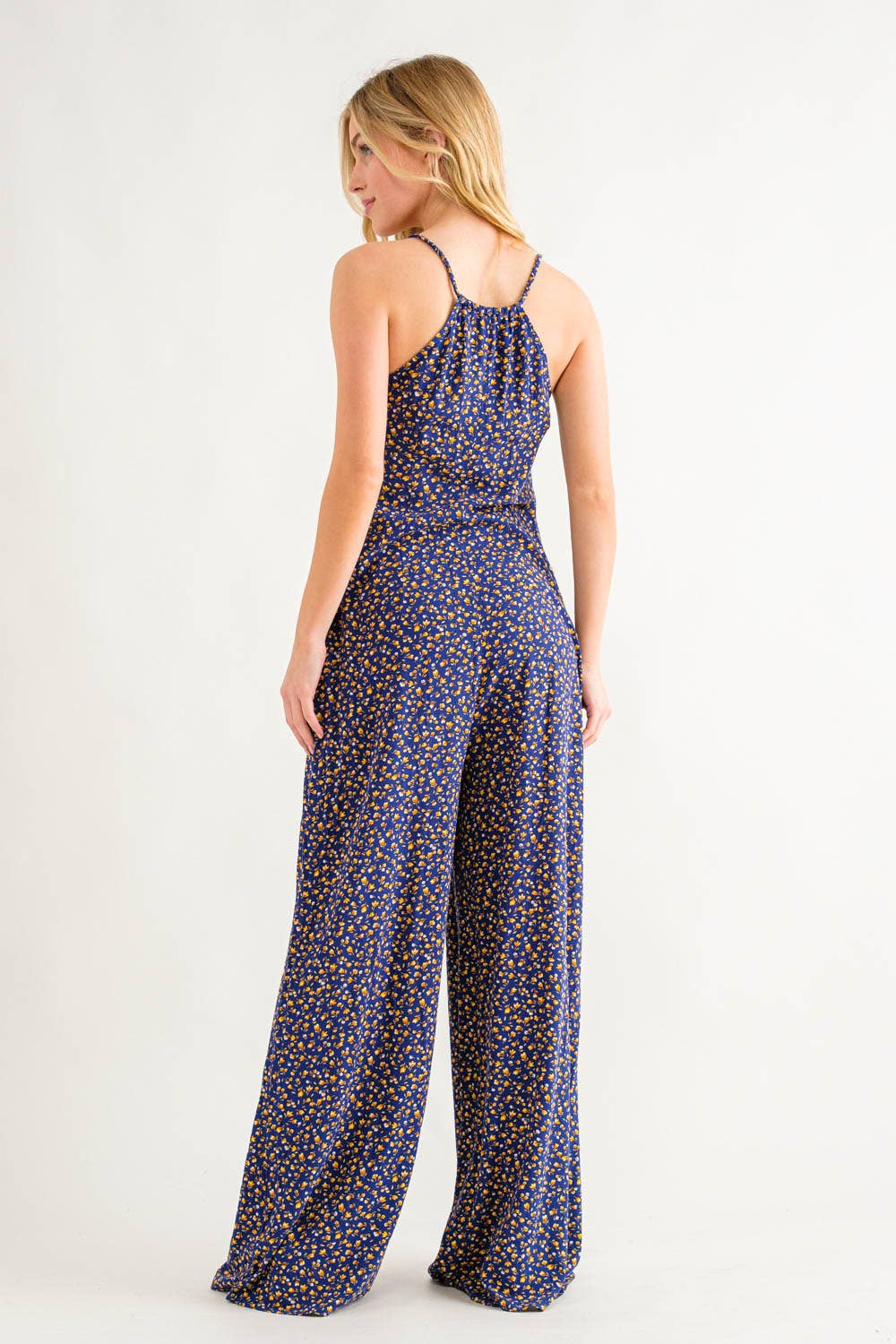 Floral Print Button Down Jumpsuit