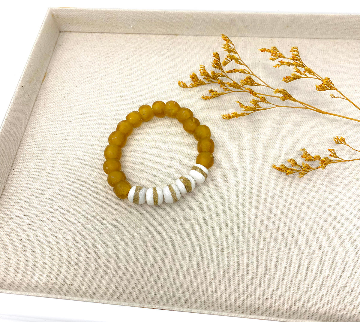 Brown Recycled Glass Krobo Beaded Bracelet
