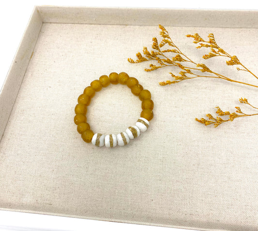 Brown Recycled Glass Krobo Beaded Bracelet