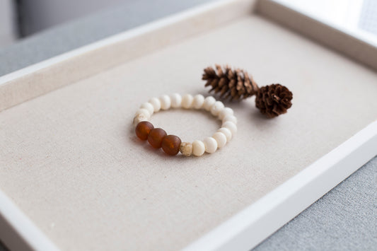 Dark Autumn Boho Recycled Glass, Mala & Marble Beaded Bracelet